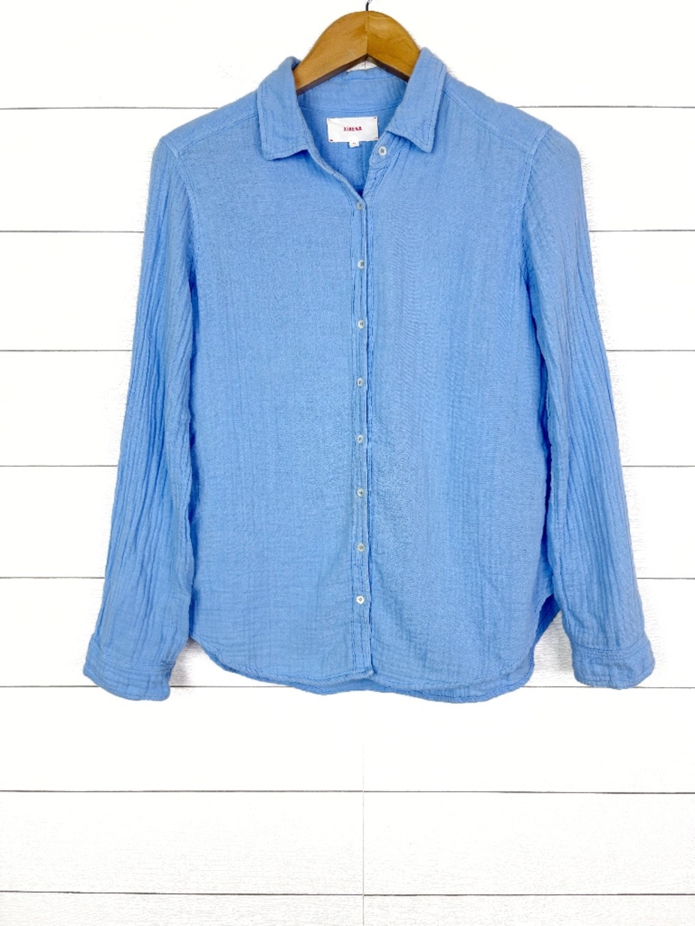 Xirena Cotton Gauze Light Blue Button Up Shirt XS